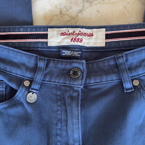 Saint James Patricia Medium Blue Stretch Denim Pants - Picture 5 of 16